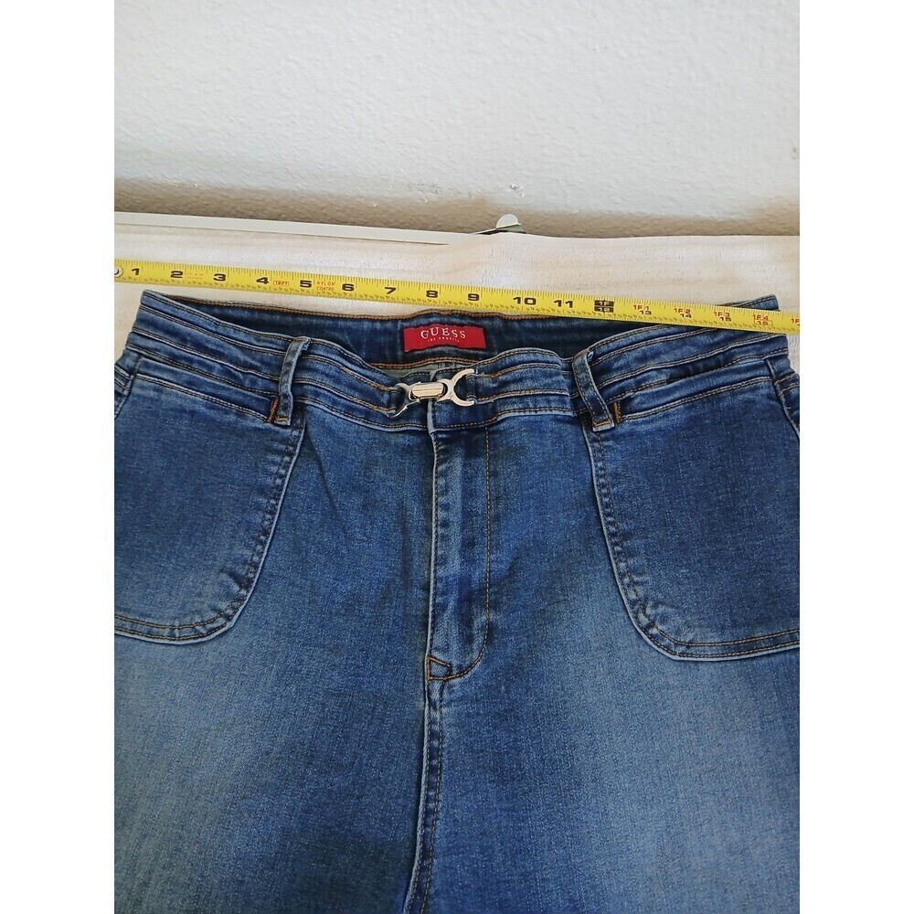 Guess Jeans Women's Jeans Blue Size 34 Wide Leg Flap Pocket Blue Denim Retro - Picture 12 of 16